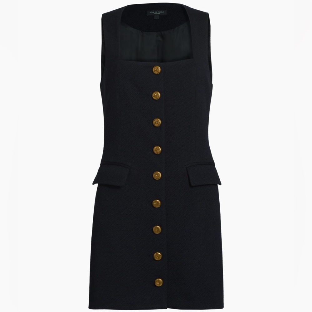 NWT- Rag & Bone Navy “Mariana” Mini Dress with Gold Buttons - size 10